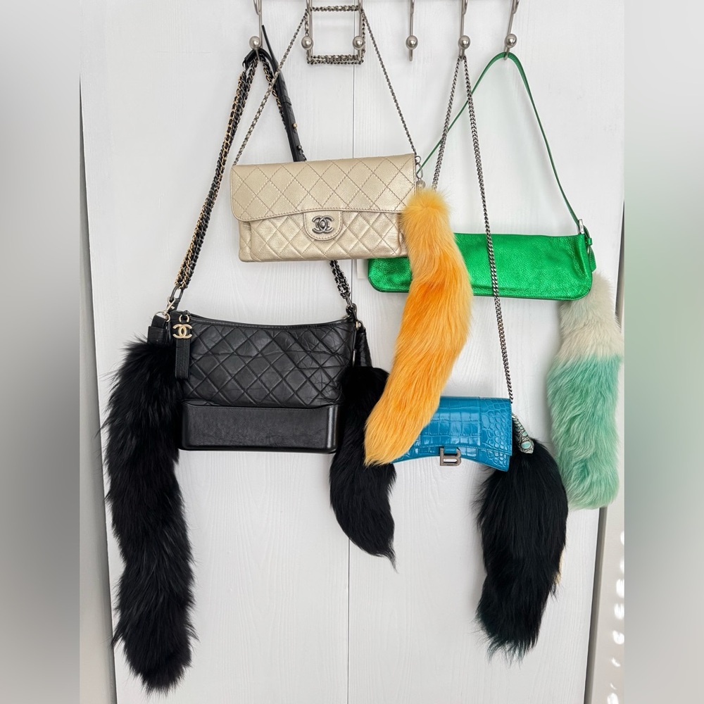 Bag fur tail charm. Price for each . Multi color length options available